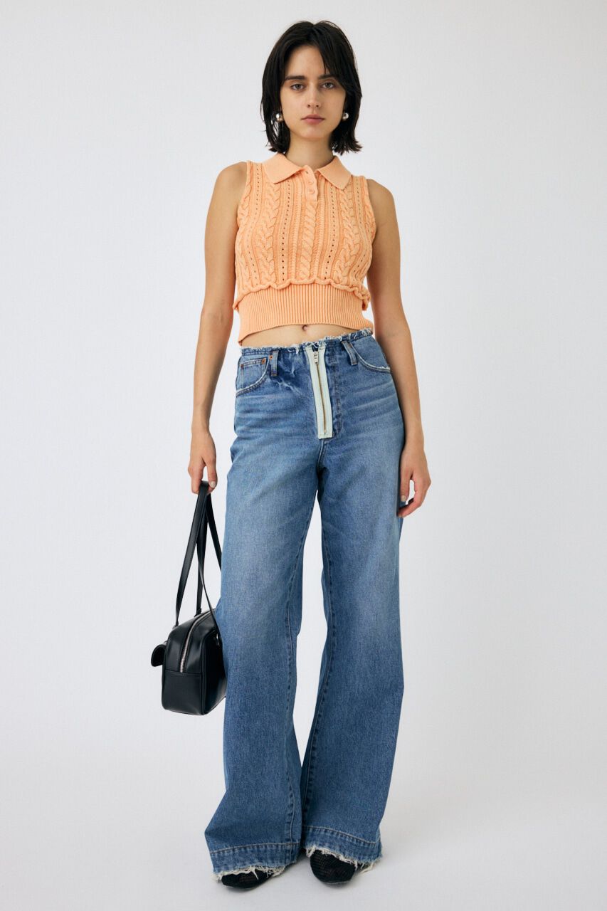 MOUSSY「CABLE KNIT POLO タンク」|タンクトップ|