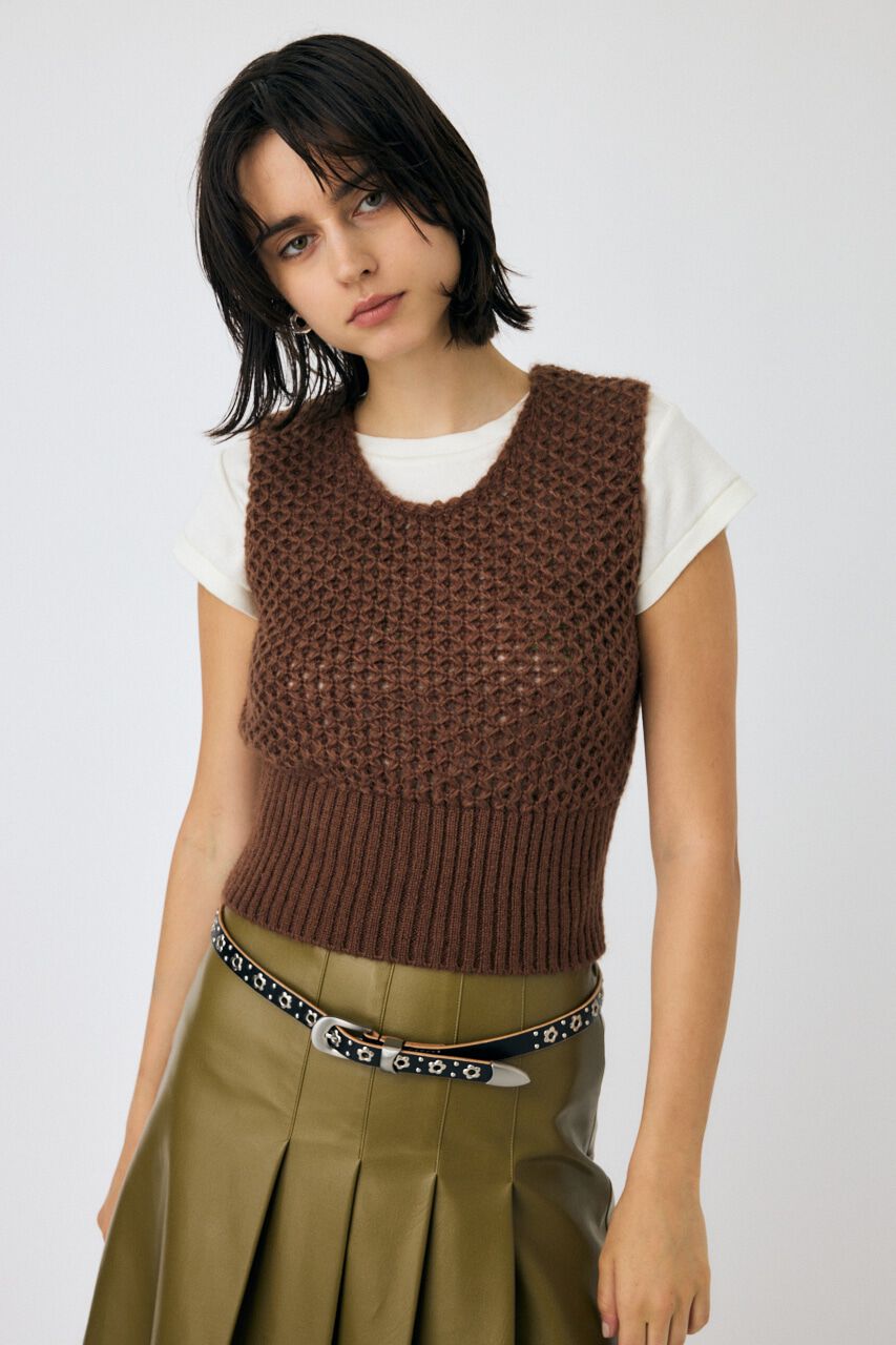MOUSSY「MESH ニットベスト」|ニット・セーター|