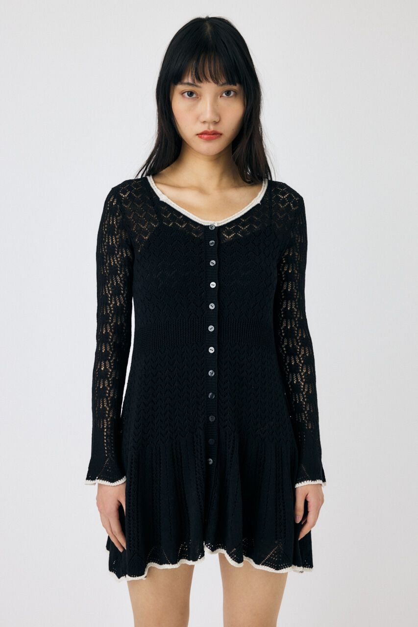 MOUSSY「EYELET LACE KNIT ミニドレス」|ワンピース|
