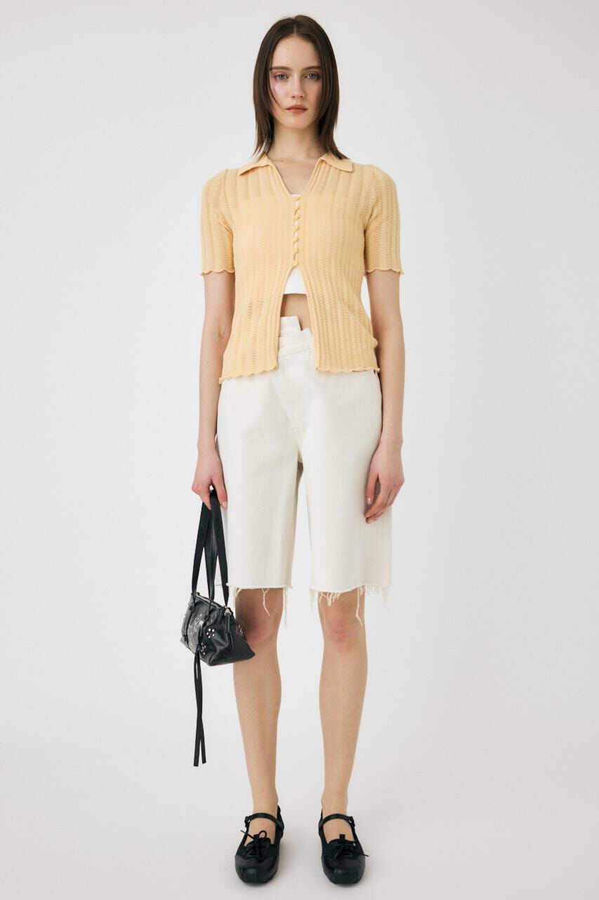 MOUSSY「CROSS WAIST ハーフパンツ」|デニム|