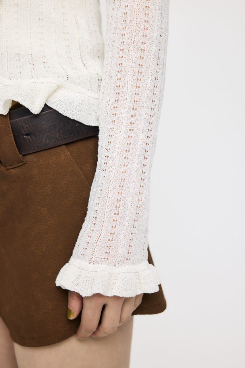 MOUSSY「POINTELLE RUFFLE カーディガン＆キャミソール」|ニット・セーター|