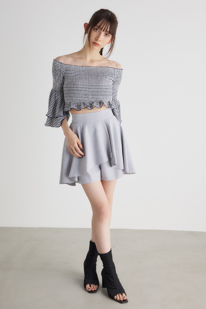 rienda「シャーリングオフショルクロップドTOP」|その他|