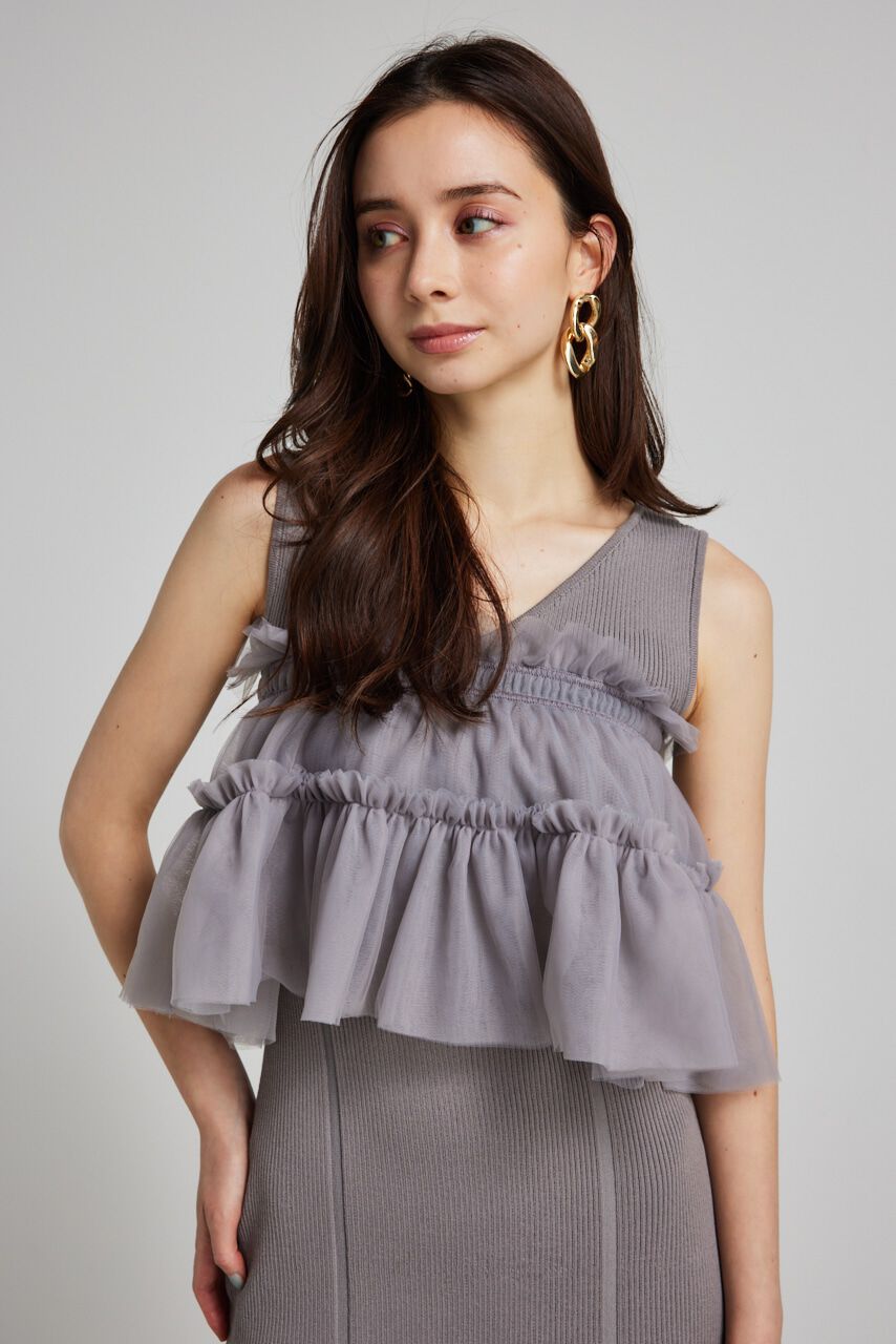 rienda「many wayチュールペプラムset Knit OP」|ワンピース|