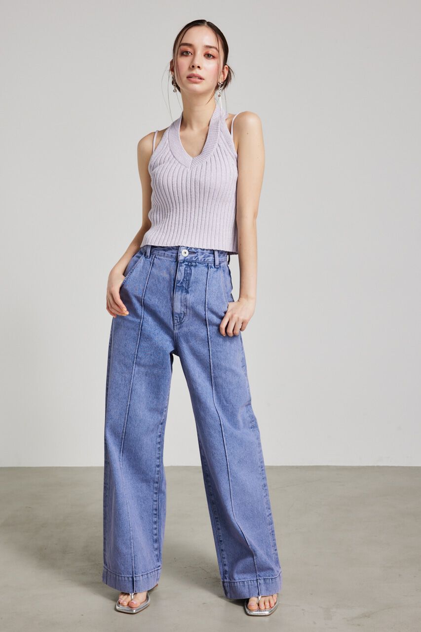 rienda「ホルターNCクロップドKnit TOP」|タンクトップ|