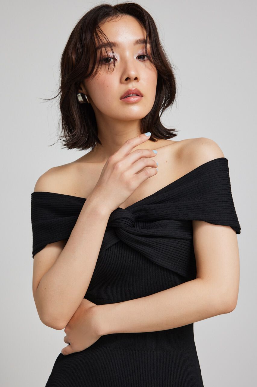 rienda「アシンメトリータイトニットワンピース」|ワンピース|