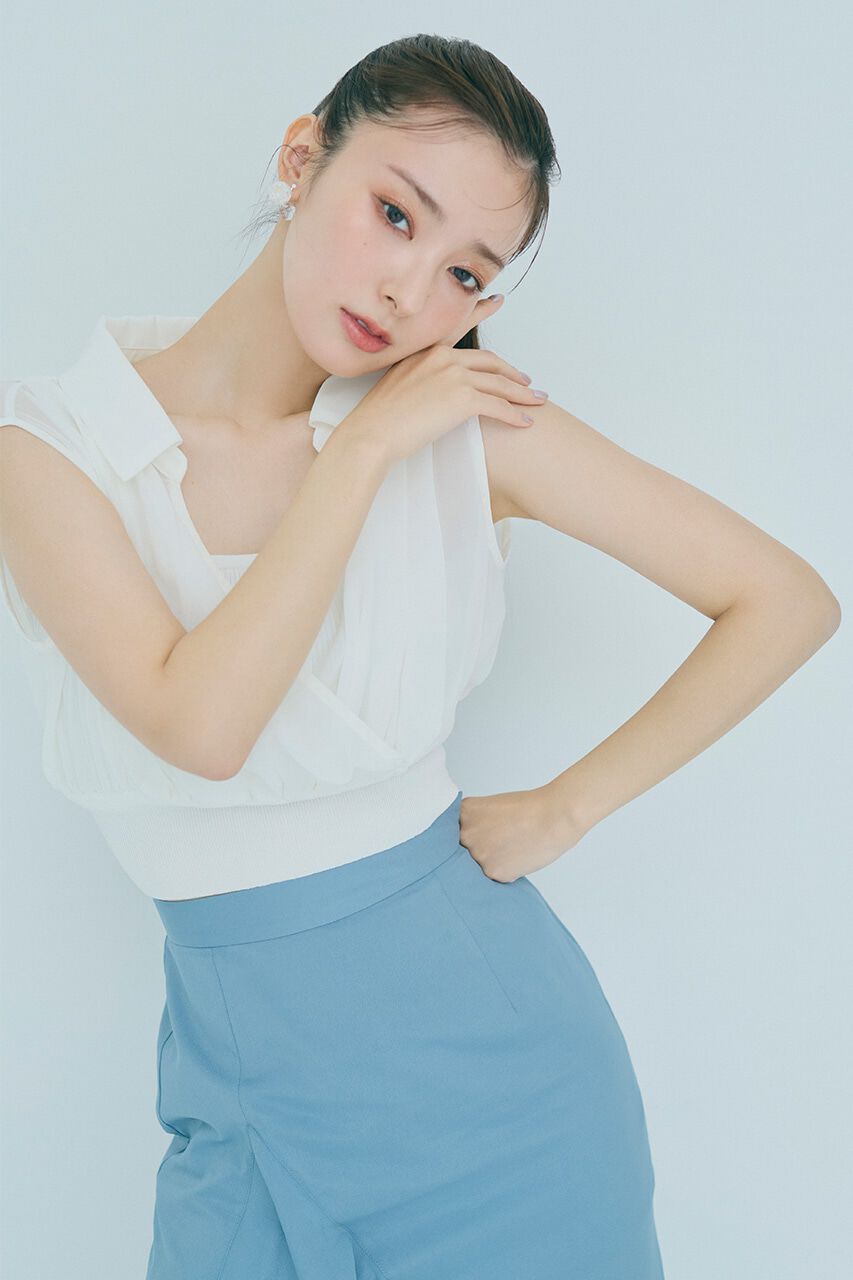 rienda「シフォンシャツレイヤードニットトップス」|シャツ・ブラウス|WHT