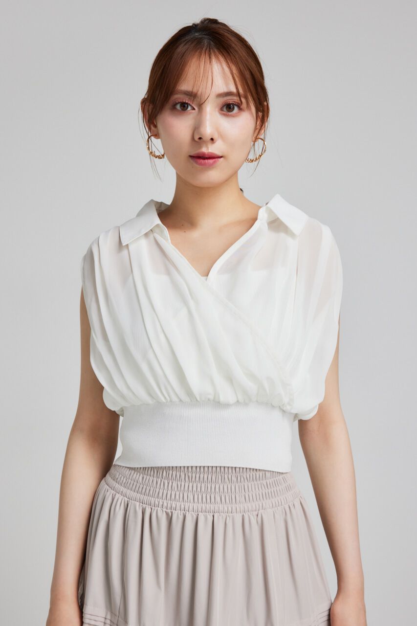 rienda「シフォンシャツレイヤードニットトップス」|シャツ・ブラウス|