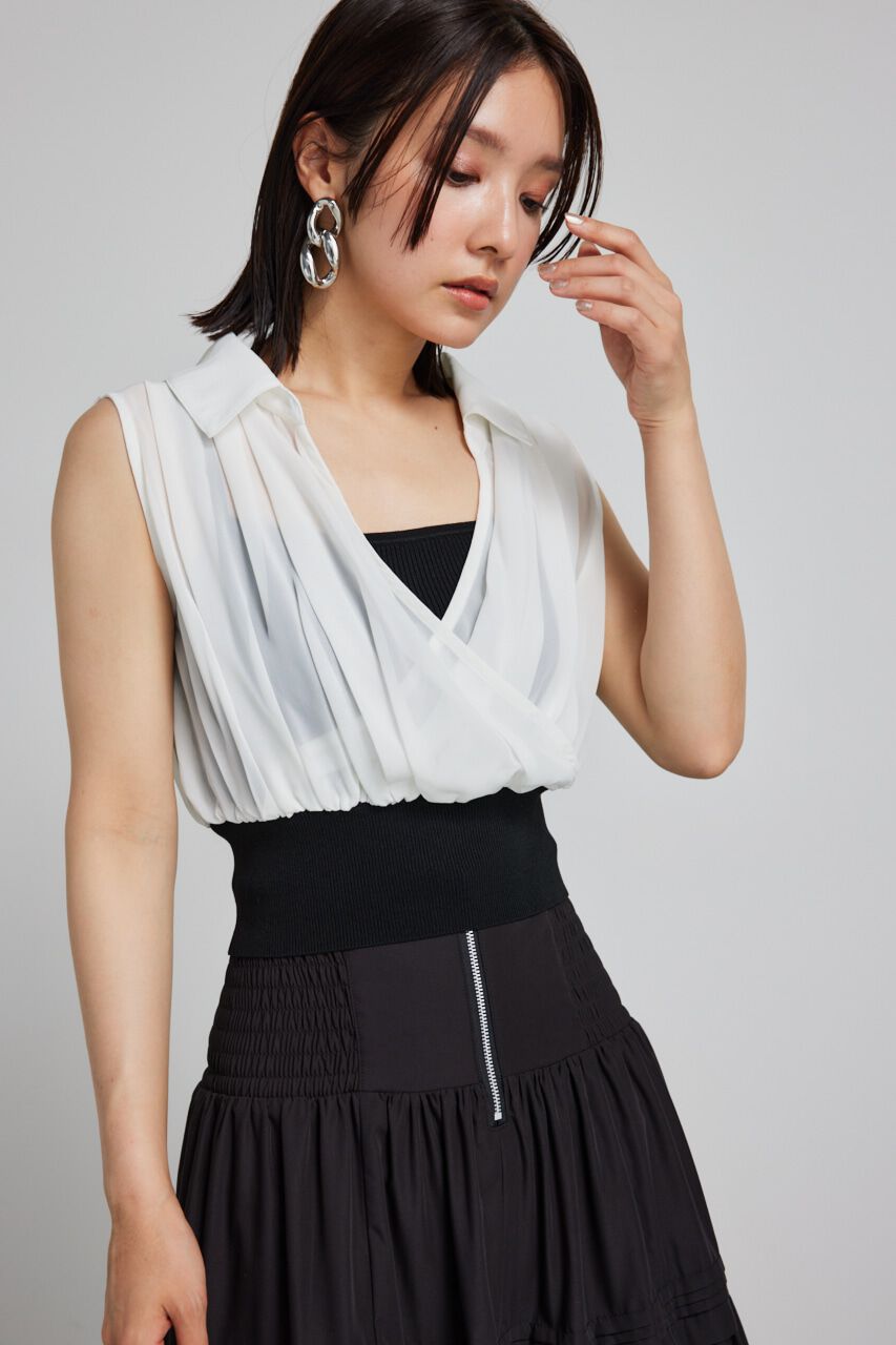 rienda「シフォンシャツレイヤードニットトップス」|シャツ・ブラウス|