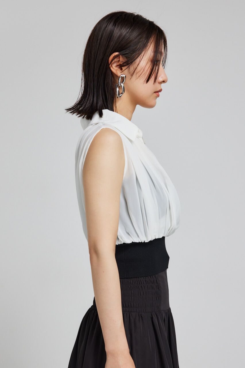 rienda「シフォンシャツレイヤードニットトップス」|シャツ・ブラウス|