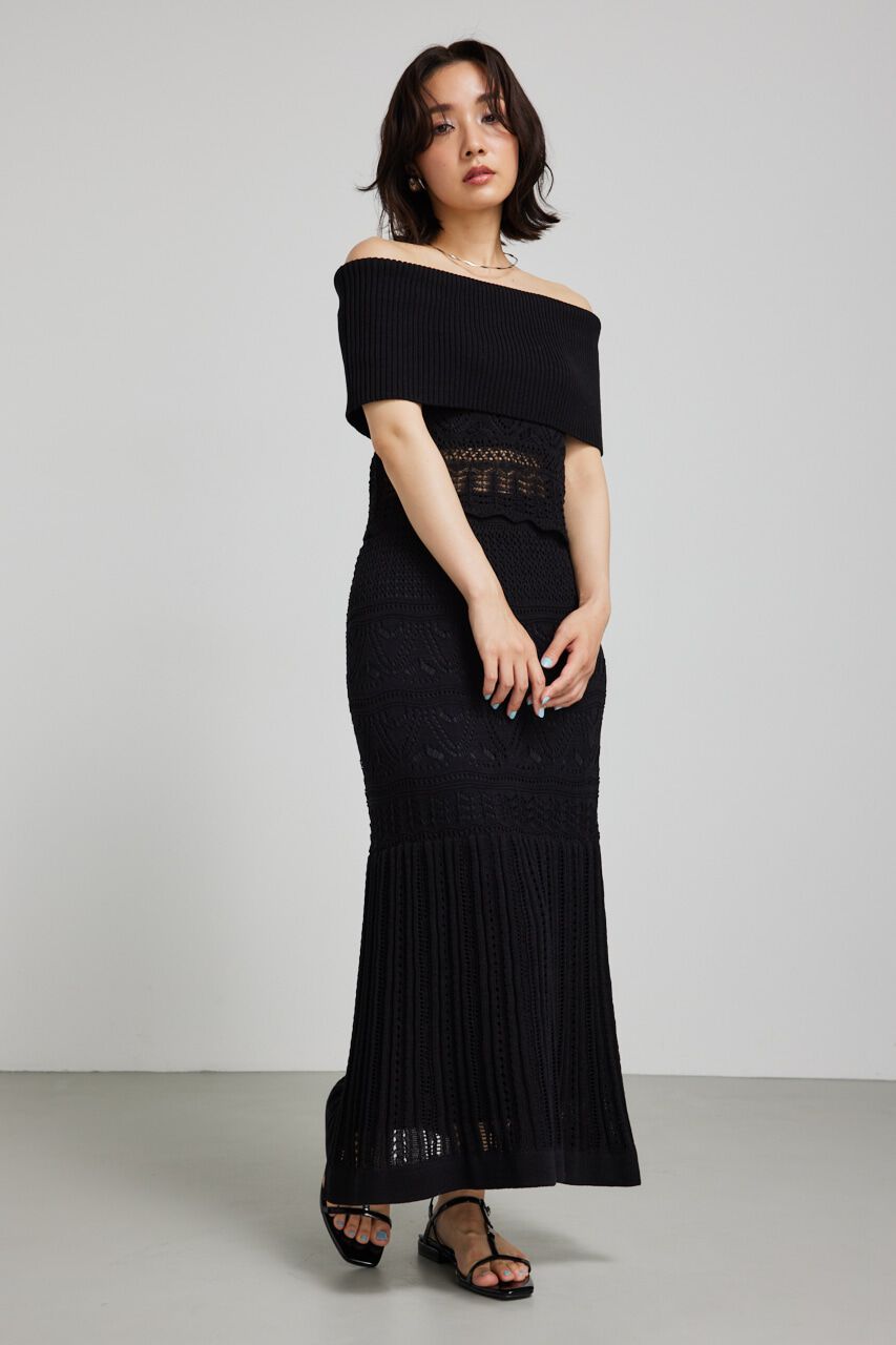 rienda「クロシェマーメイドニットスカート」|スカート|BLK