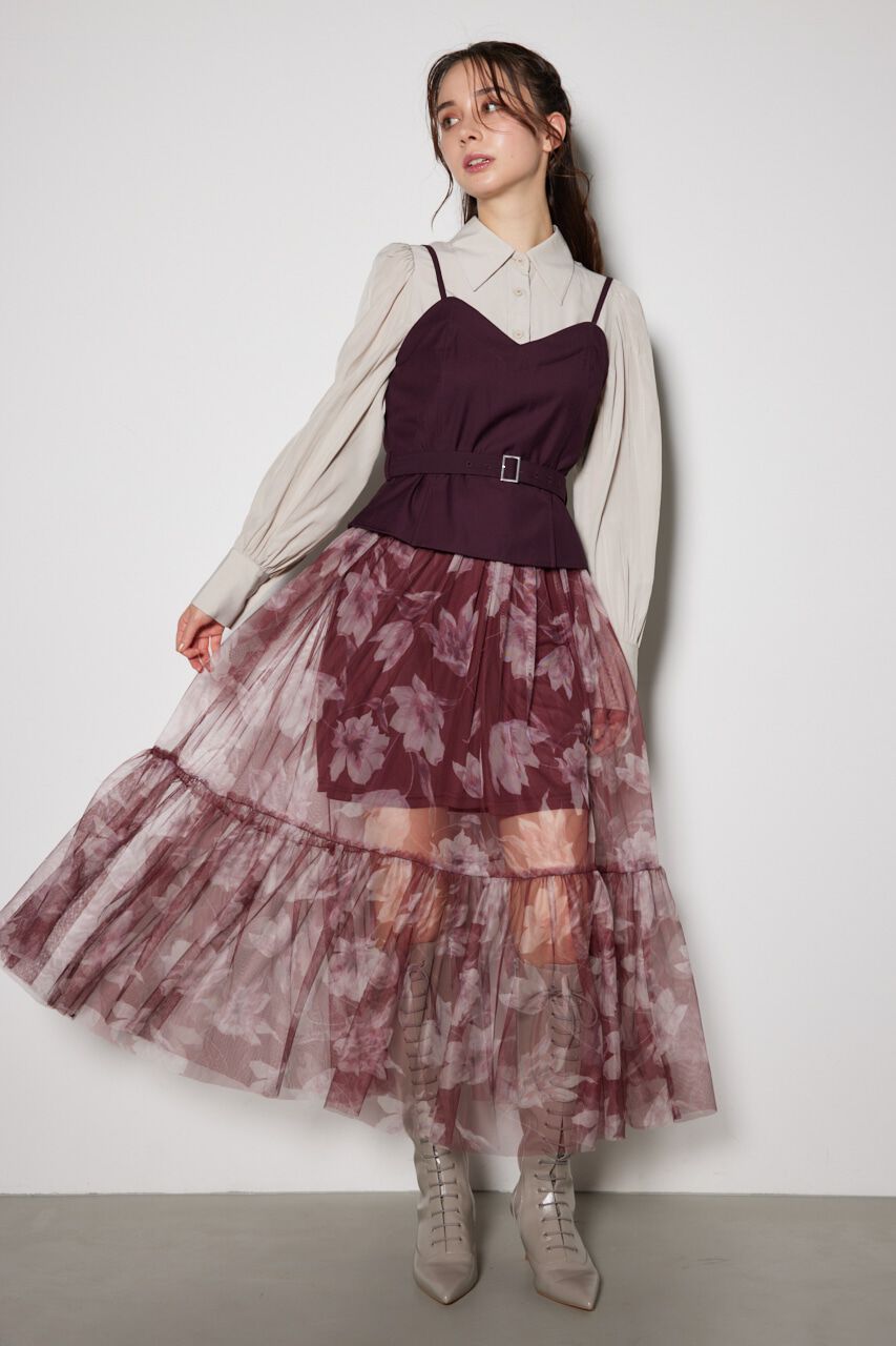 rienda「チュールドッキングビスチェパターンワンピース」|ワンピース|