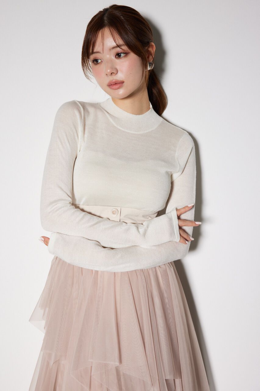 rienda「バックオープンボタンニットトップス」|ニット・セーター|