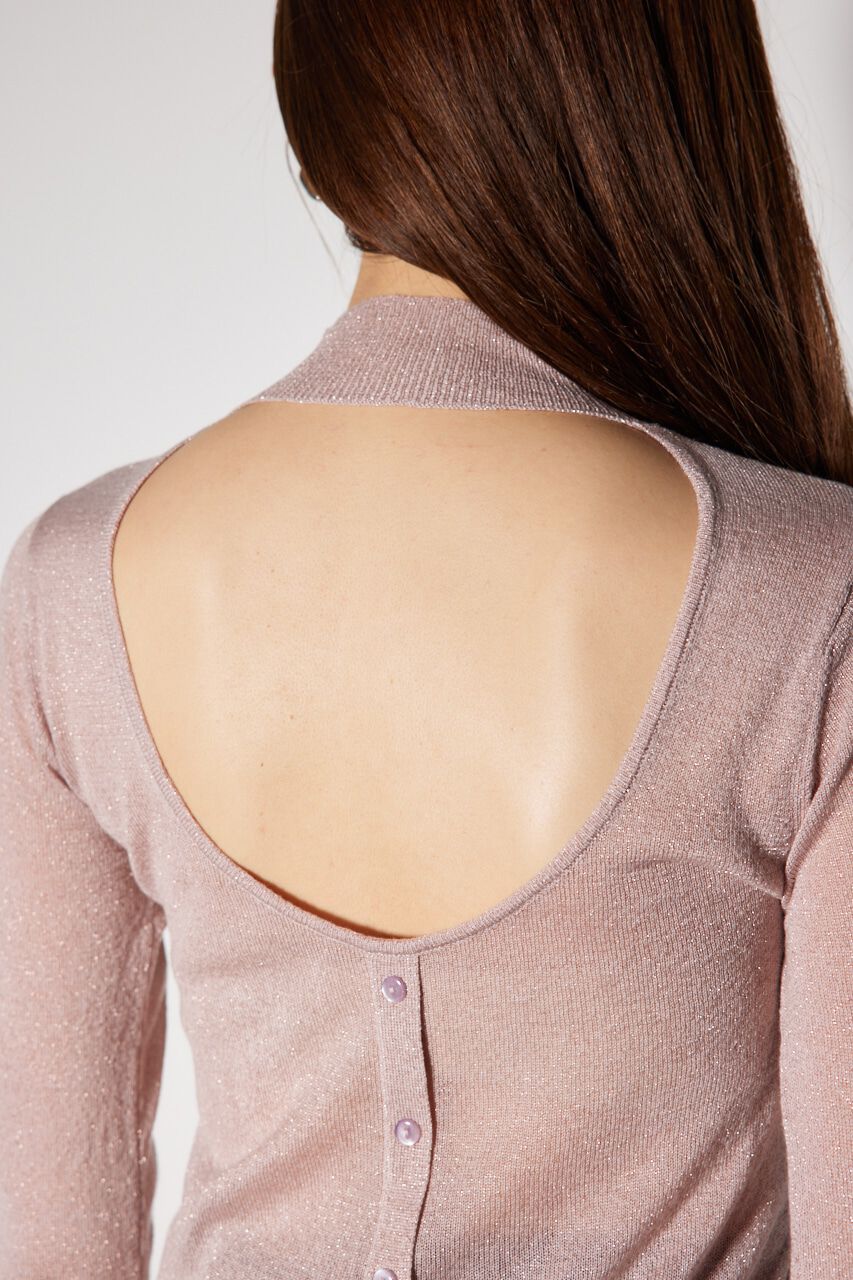 rienda「バックオープンボタンニットトップス」|ニット・セーター|