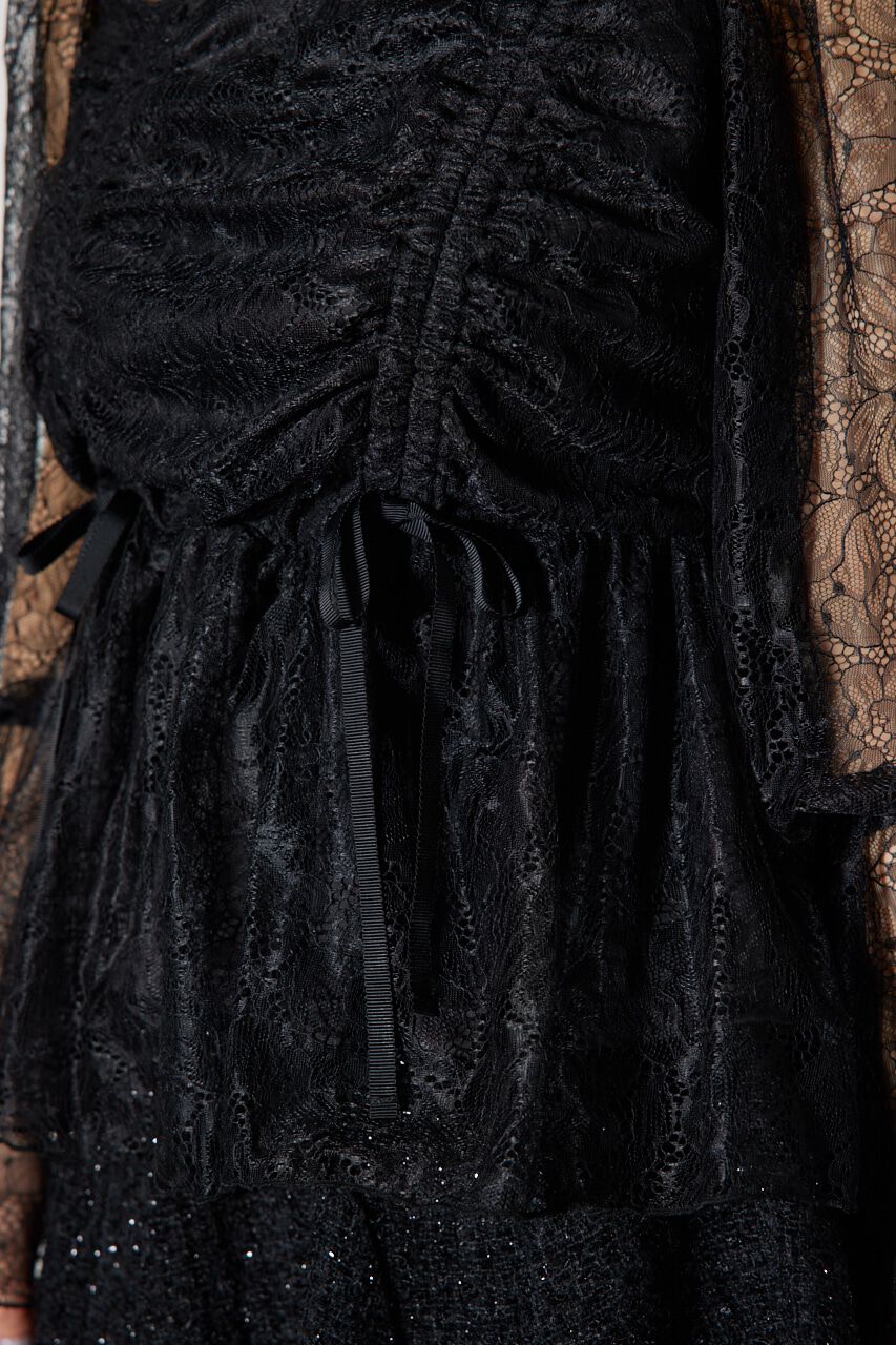 rienda「コルセット風シャーリングレースブラウス」|シャツ・ブラウス|