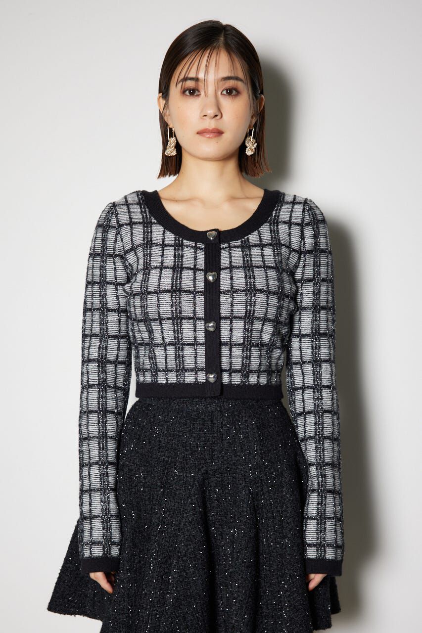 rienda「2WAYチェックニットカーディガン」|ニット・セーター|