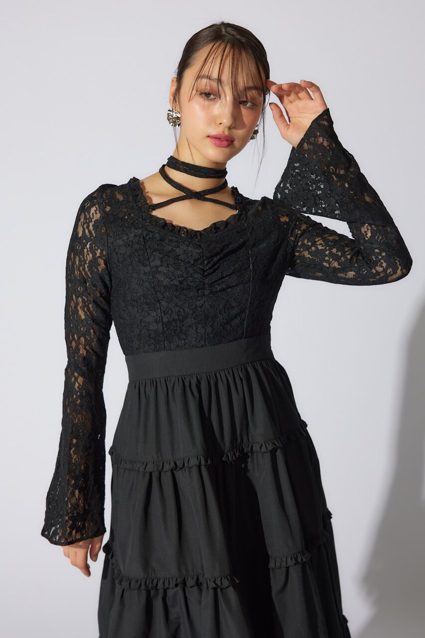 rienda「レーストップコンビフレアワンピース」|ワンピース|