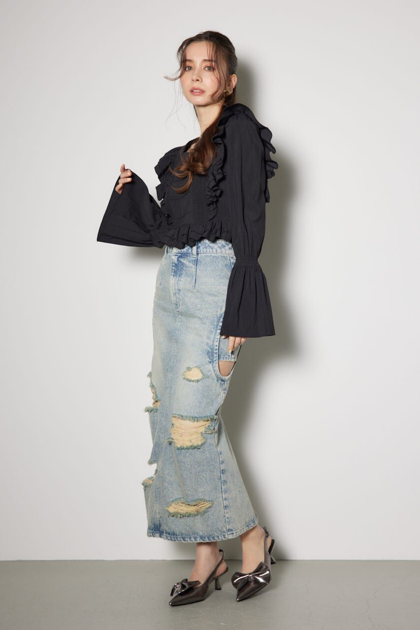 rienda「レースラインペプラムブラウス」|シャツ・ブラウス|