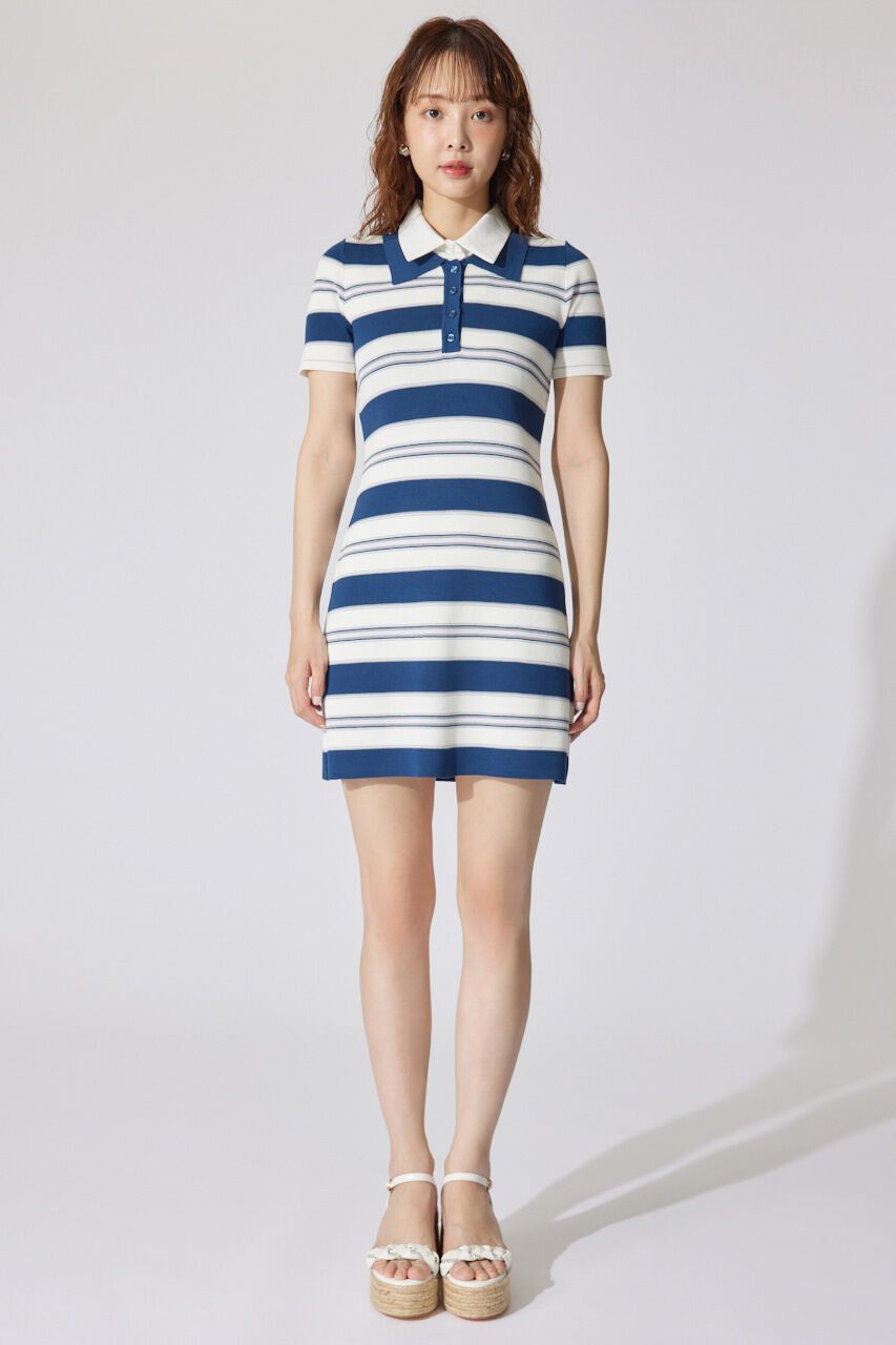 rienda「ダブルカラーニットワンピース」|ワンピース|