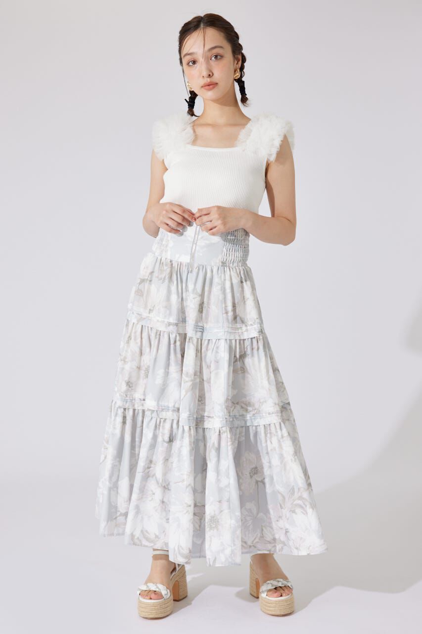 rienda「ショルダーチュールコンビニットトップス」|タンクトップ|