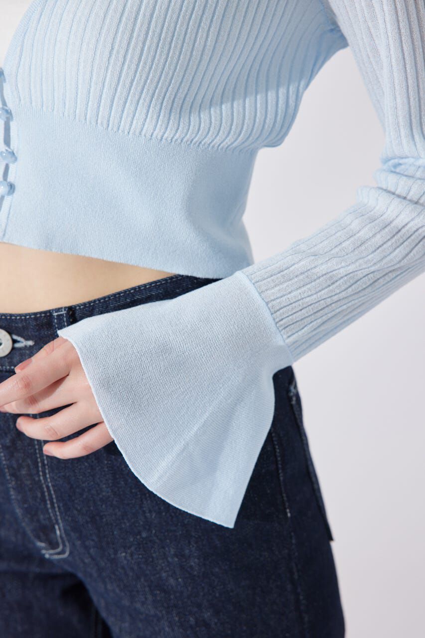 rienda「クロップドフレアスリーブシアーニットカーディガン」|カーディガン|