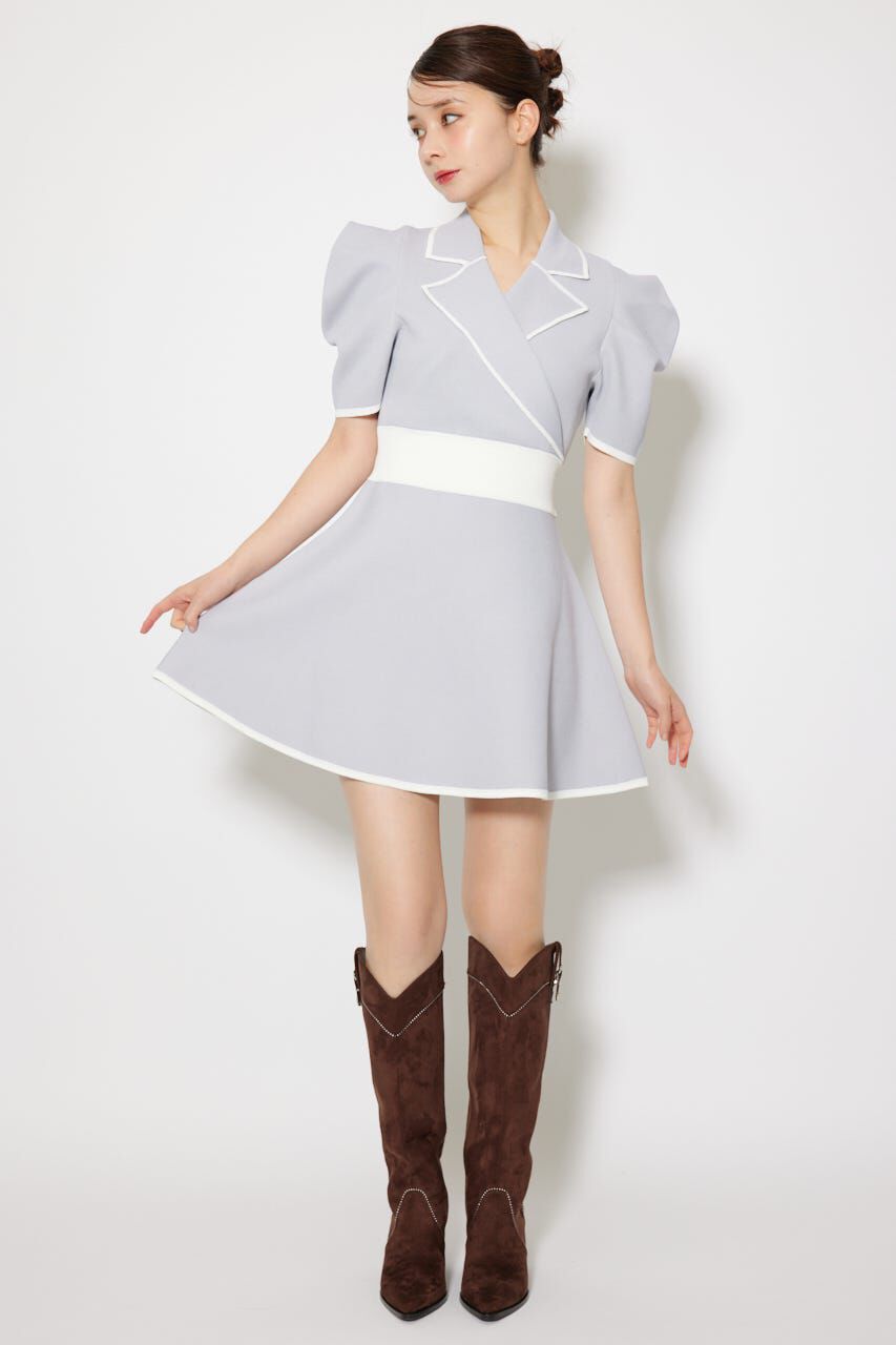 rienda「テーラードカラーミニフレアニットワンピース」|ワンピース|