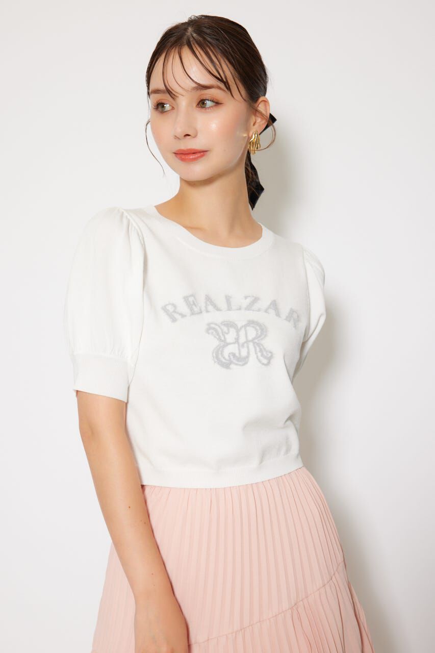 rienda「ジャガードロゴニットトップス」|ニット・セーター|