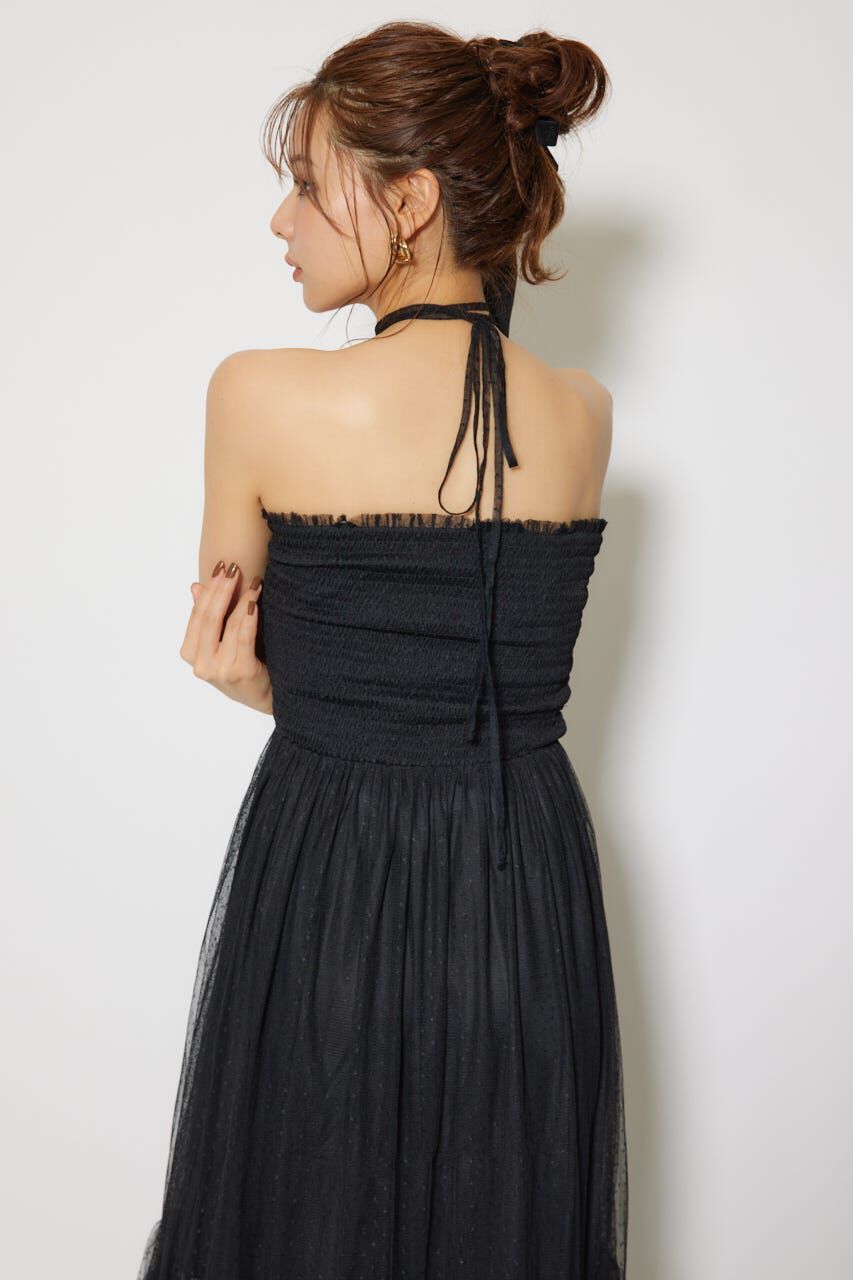 rienda「ニットカーディガンセットドットチュールフレアワンピース」|ワンピース|