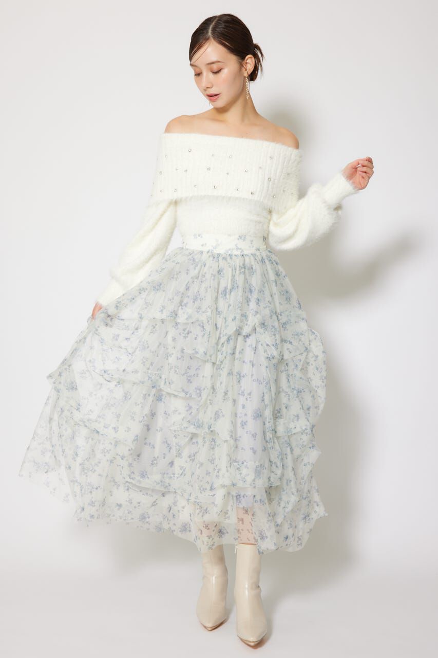 rienda「ランダムタックチュールスカート」|スカート|