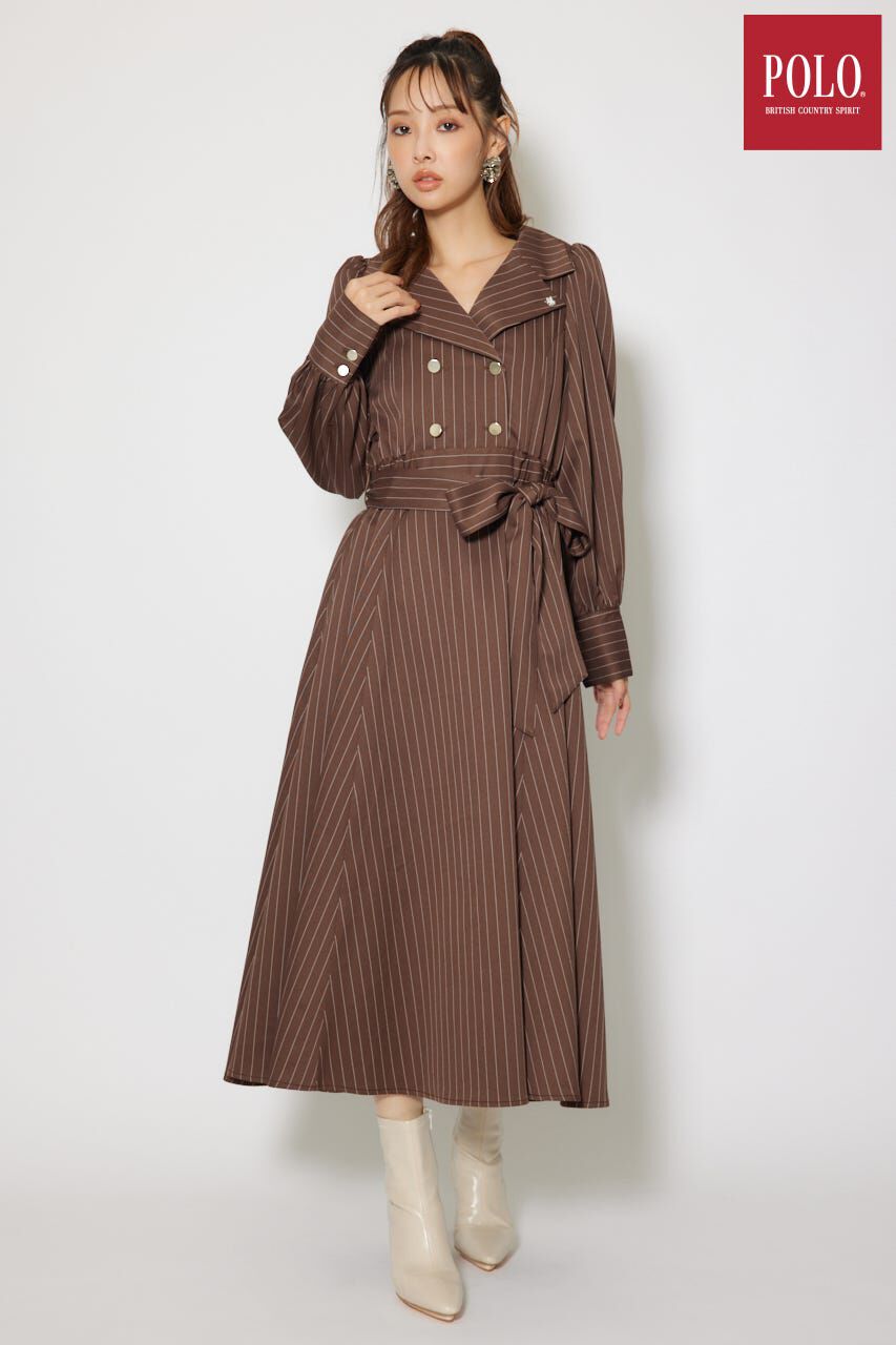 rienda「オープンカラーフレアワンピース」|ワンピース|柄BRN5