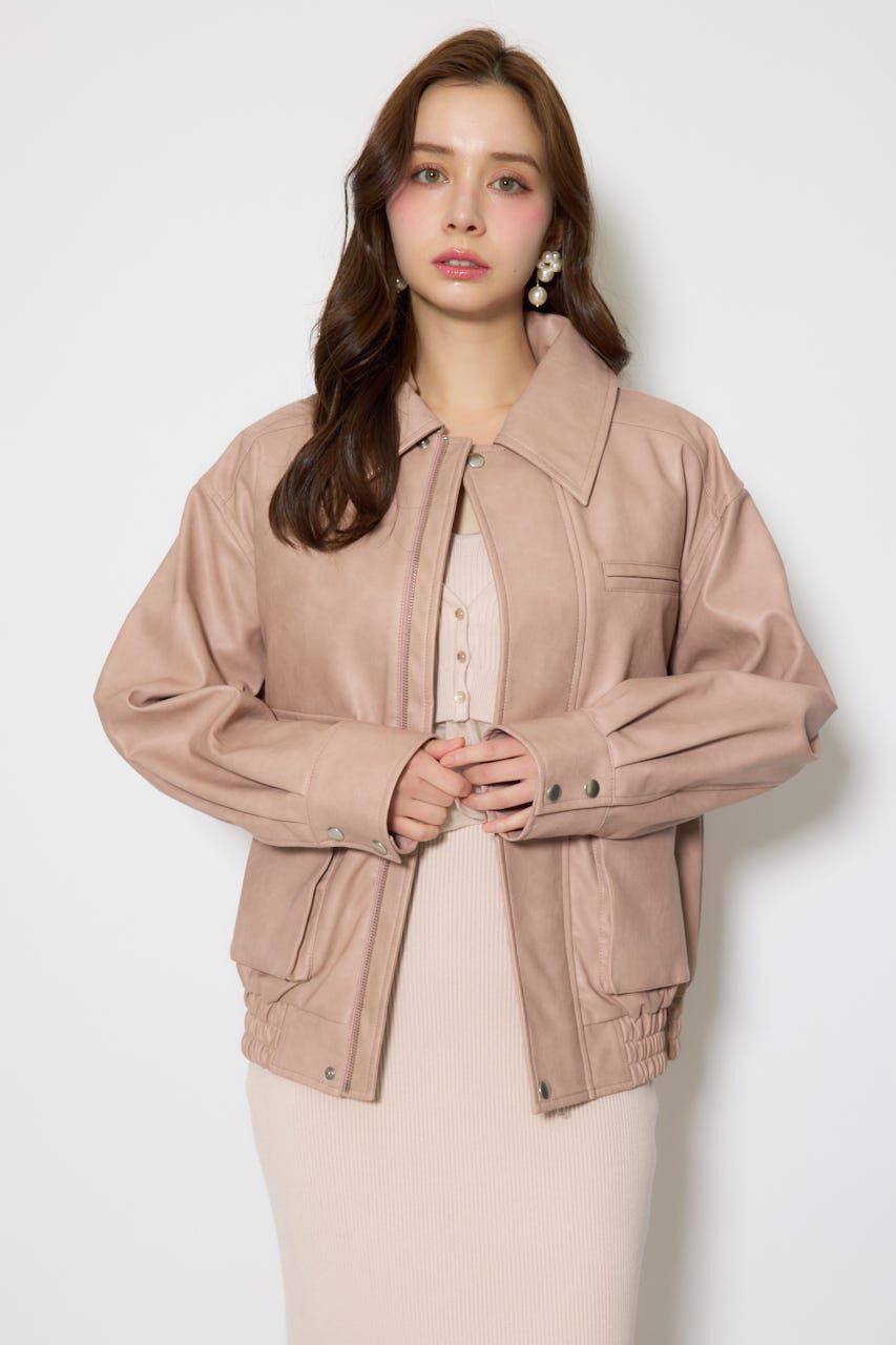 rienda「ライナー付きフェイクレザーブルゾン」|ブルゾン・スタジャン|