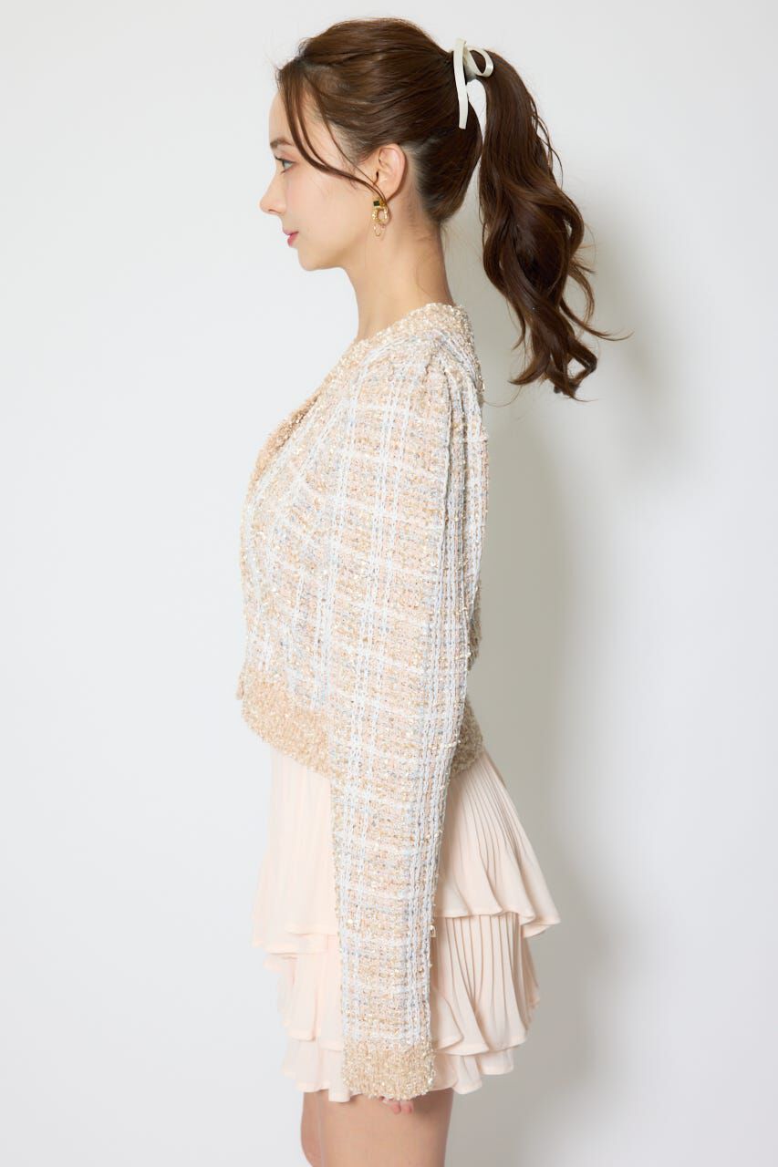 rienda「ツイードニットカーディガントップス」|ニット・セーター|