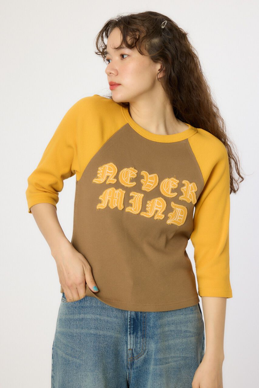 RODEO CROWNS「ダメージアップリケラグランリブ Tシャツ」|Tシャツ・カットソー|柄BRN5