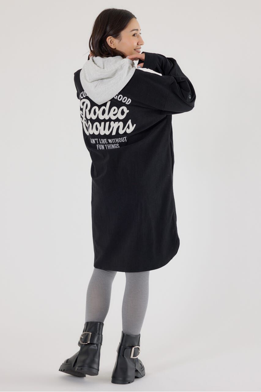 RODEO CROWNS「フード付きコーデュロイシャツワンピース」|ワンピース|