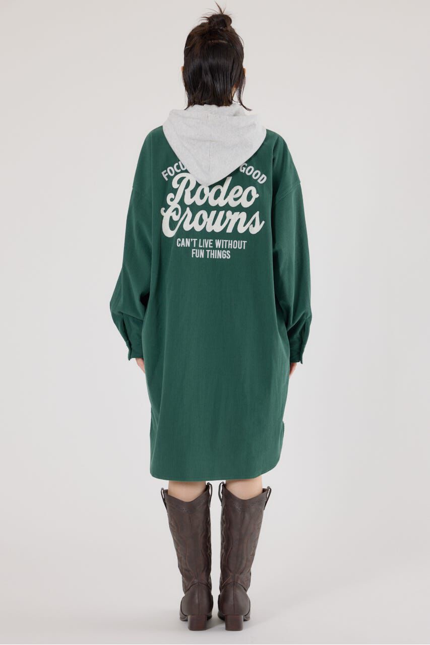 RODEO CROWNS「フード付きコーデュロイシャツワンピース」|ワンピース|