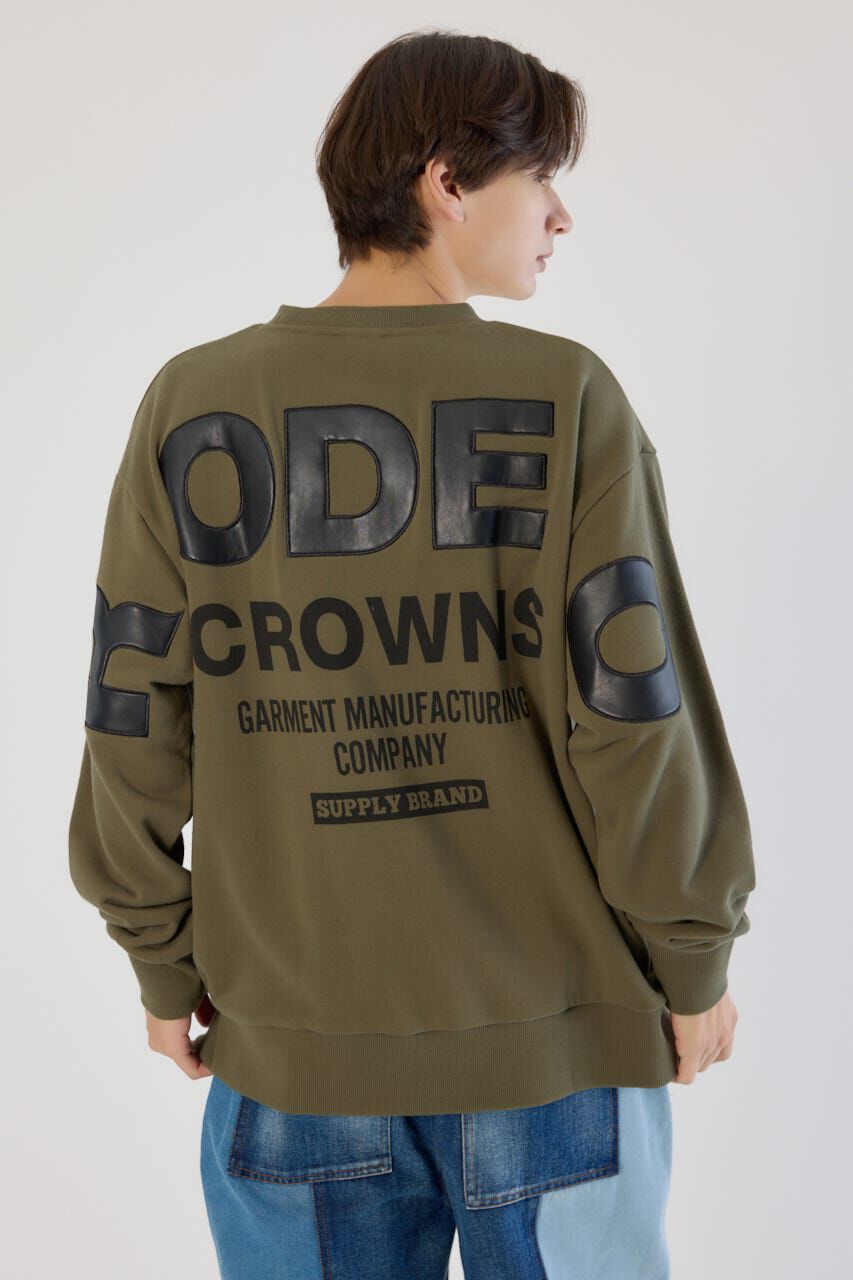 RODEO CROWNS「メンズフェイクレザーパッチスウェット」|パーカー|