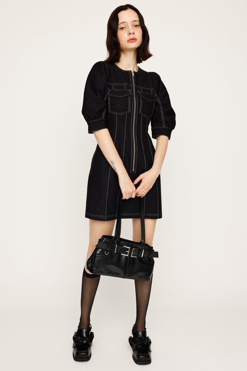 SLY「BICOLOR STITCH ショートワンピース」|ワンピース|