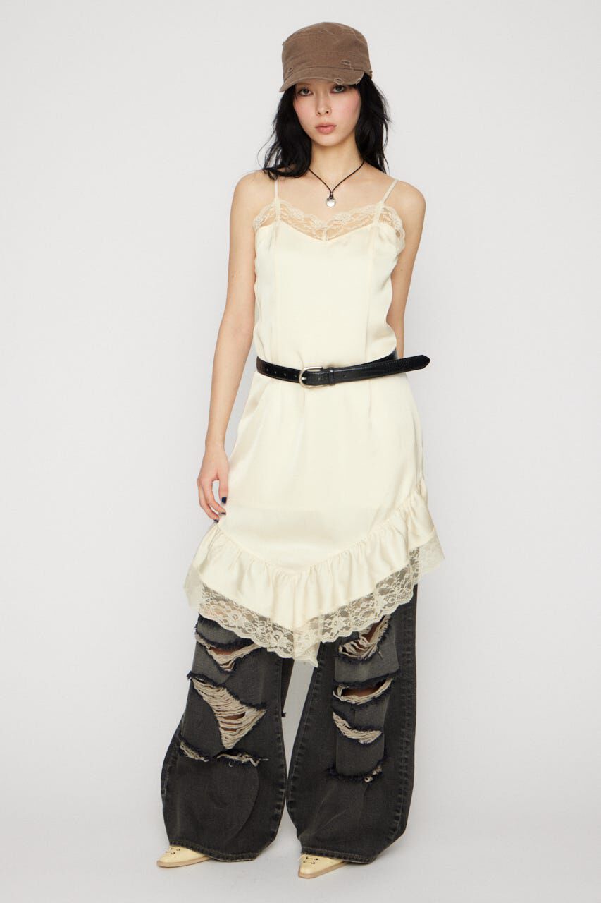 LAGUA GEM「SATIN LACE CAMI ワンピース」|ワンピース|