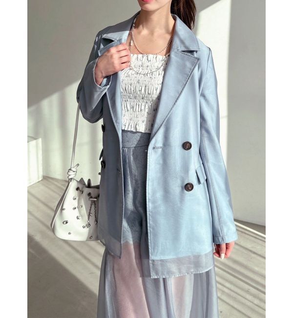 RESEXXY「シアーレイヤードジャケット」|テーラードジャケット|ブルー