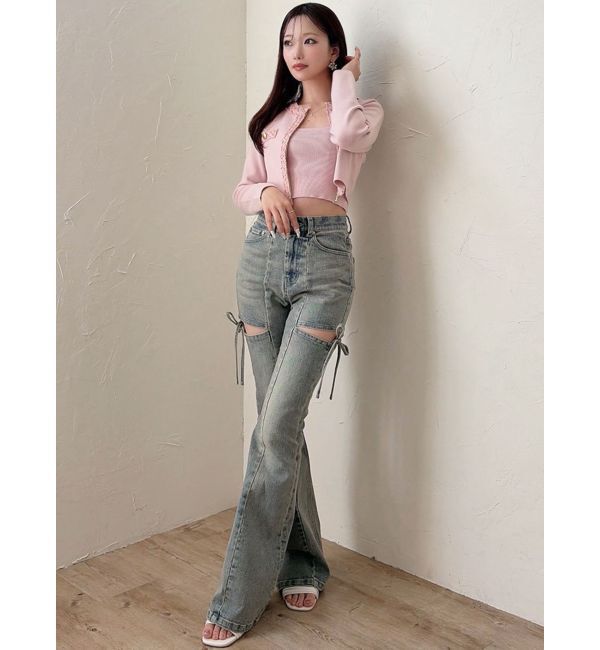 RESEXXY「カットアウトリボンデニムパンツ」|デニム|