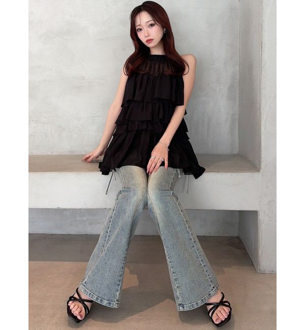 RESEXXY「カットアウトリボンデニムパンツ」|デニム|