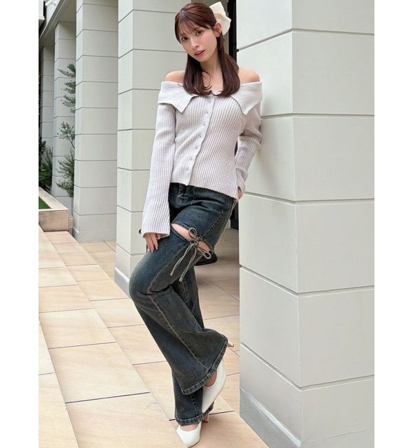 RESEXXY「カットアウトリボンデニムパンツ」|デニム|