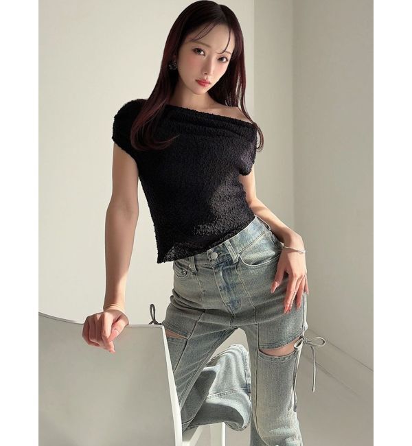 RESEXXY「カットアウトリボンデニムパンツ」|デニム|