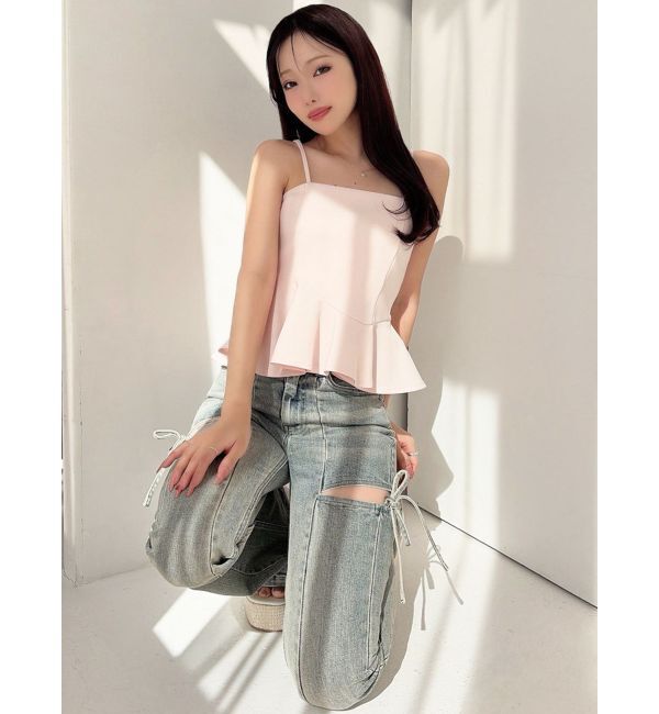 RESEXXY「カットアウトリボンデニムパンツ」|デニム|