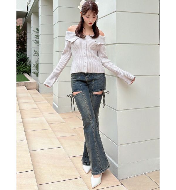 RESEXXY「カットアウトリボンデニムパンツ」|デニム|