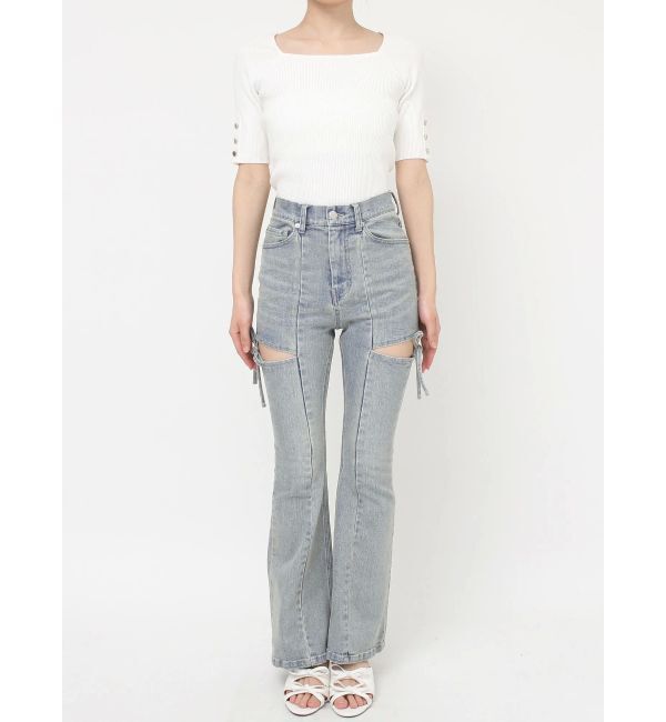 RESEXXY「カットアウトリボンデニムパンツ」|デニム|
