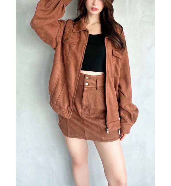 RESEXXY「ラウンドネスオーバーブルゾン【セットアップ着用可能】」|ブルゾン・スタジャン|ブラウン