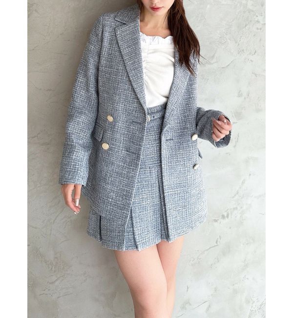 RESEXXY「ツイードミディジャケット【セットアップ着用可能】」|その他|ブルー