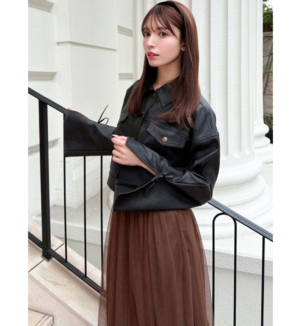 RESEXXY「リボンスリーブショートブルゾン」|ブルゾン・スタジャン|