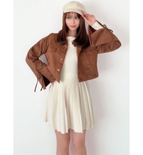 RESEXXY「リボンスリーブショートブルゾン」|ブルゾン・スタジャン|