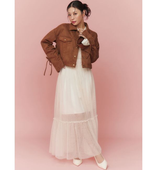 RESEXXY「リボンスリーブショートブルゾン」|ブルゾン・スタジャン|